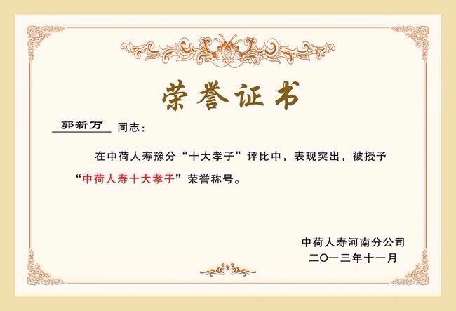 榮譽資質(zhì)標題一