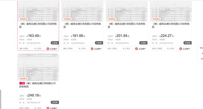 山東威海一燈具廠破產(chǎn)1384萬(wàn)應(yīng)收款拍賣被人5萬(wàn)元就拿下(圖4)